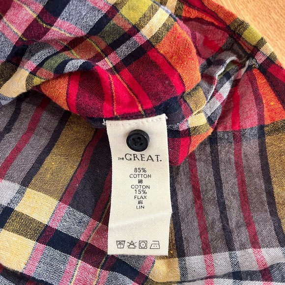 THE GREAT. The Cottage Plaid Button Down Shirt Size 1, Small - Picture 6 of 10